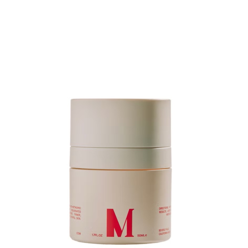 Cream Skincare Jar with Red Lettering